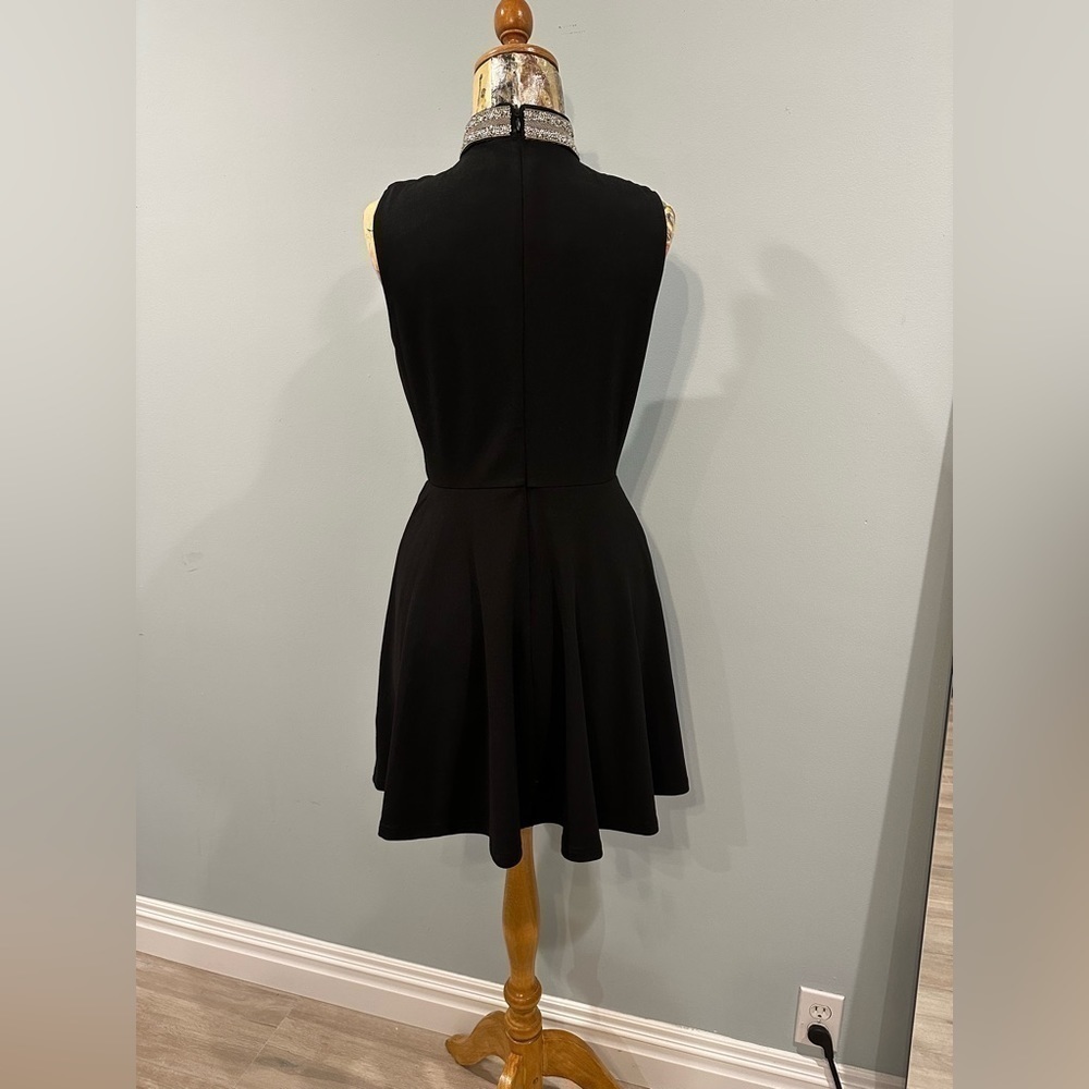 Lulus Embellished Mock Neck Black Skater Dress - Never worn! Size M - Picture 4 of 7